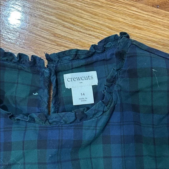 Crewcuts Green and Blue Plaid Girls Blouse - Picture 2 of 3